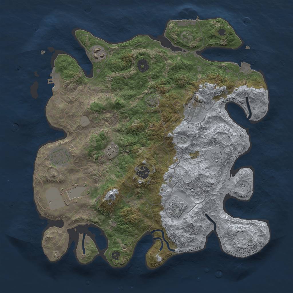 Rust Map: Procedural Map, Size: 3500, Seed: 761355428, 15 Monuments