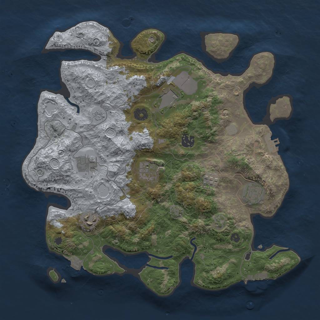 Rust Map: Procedural Map, Size: 3500, Seed: 990275, 15 Monuments