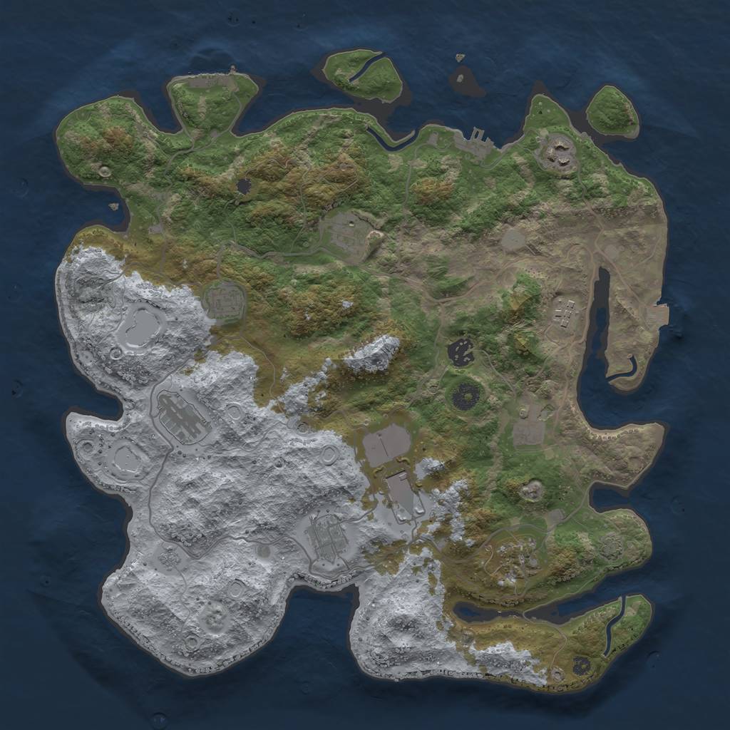 Rust Map: Procedural Map, Size: 4000, Seed: 1464641339, 18 Monuments