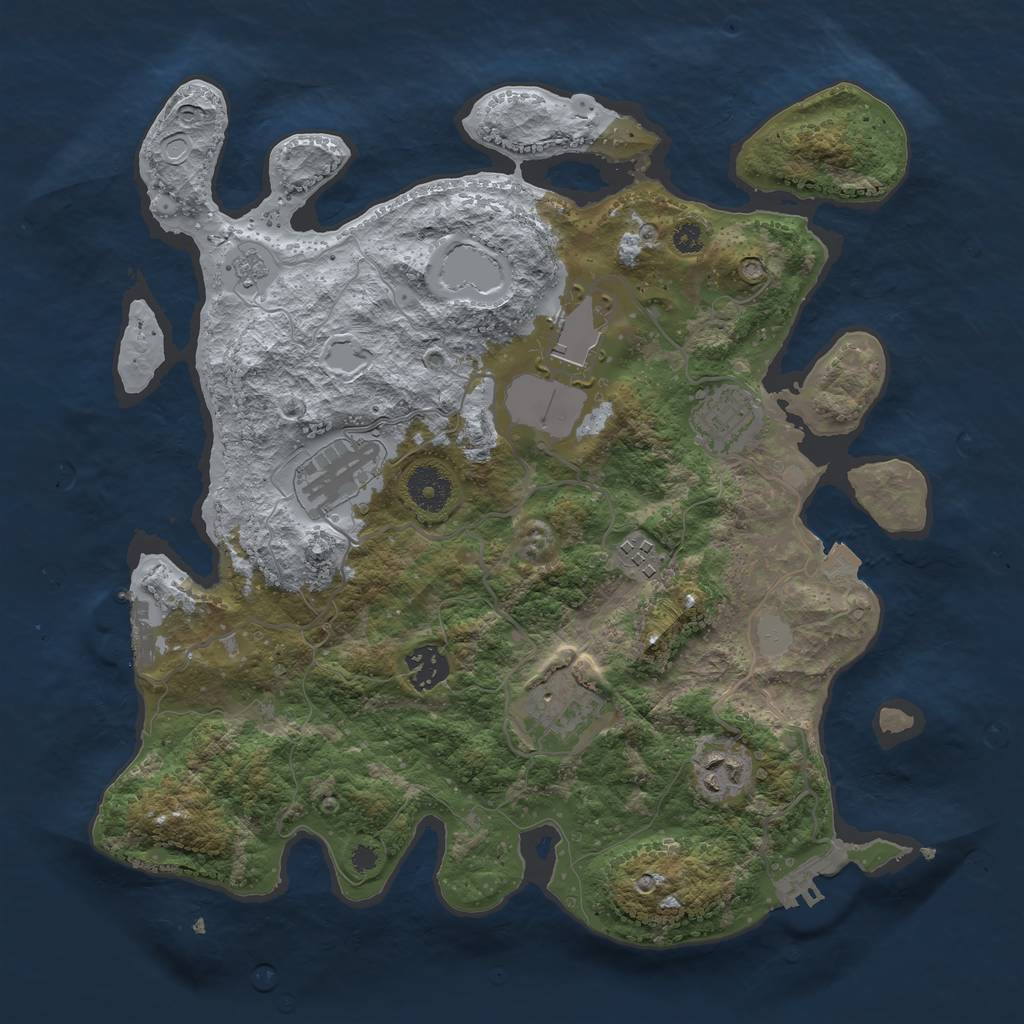 Rust Map: Procedural Map, Size: 3500, Seed: 2015388352, 13 Monuments