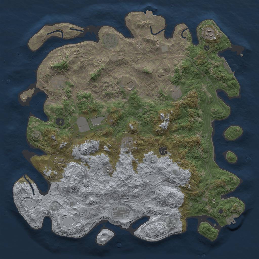 Rust Map: Procedural Map, Size: 4500, Seed: 524598398, 19 Monuments