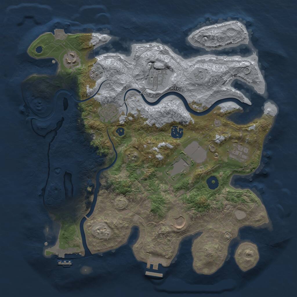 Rust Map: Procedural Map, Size: 3500, Seed: 990432047, 14 Monuments
