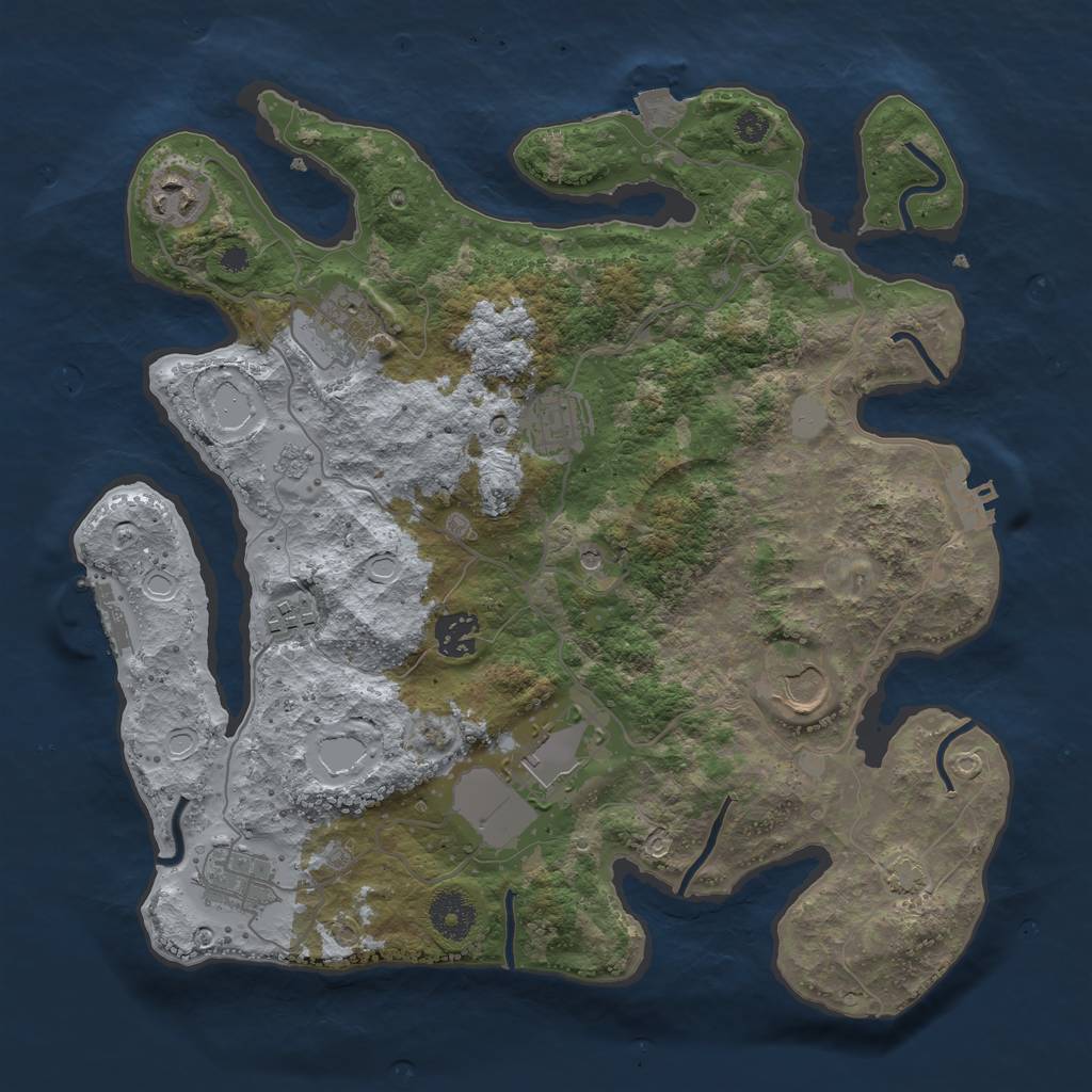 Rust Map: Procedural Map, Size: 3500, Seed: 110017285, 16 Monuments