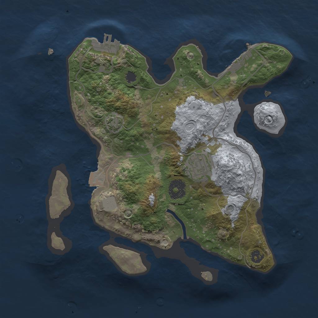 Rust Map: Procedural Map, Size: 2500, Seed: 1762912594, 7 Monuments