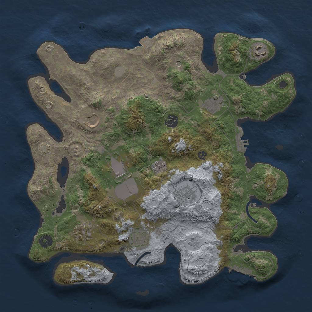 Rust Map: Procedural Map, Size: 3500, Seed: 875188204, 17 Monuments