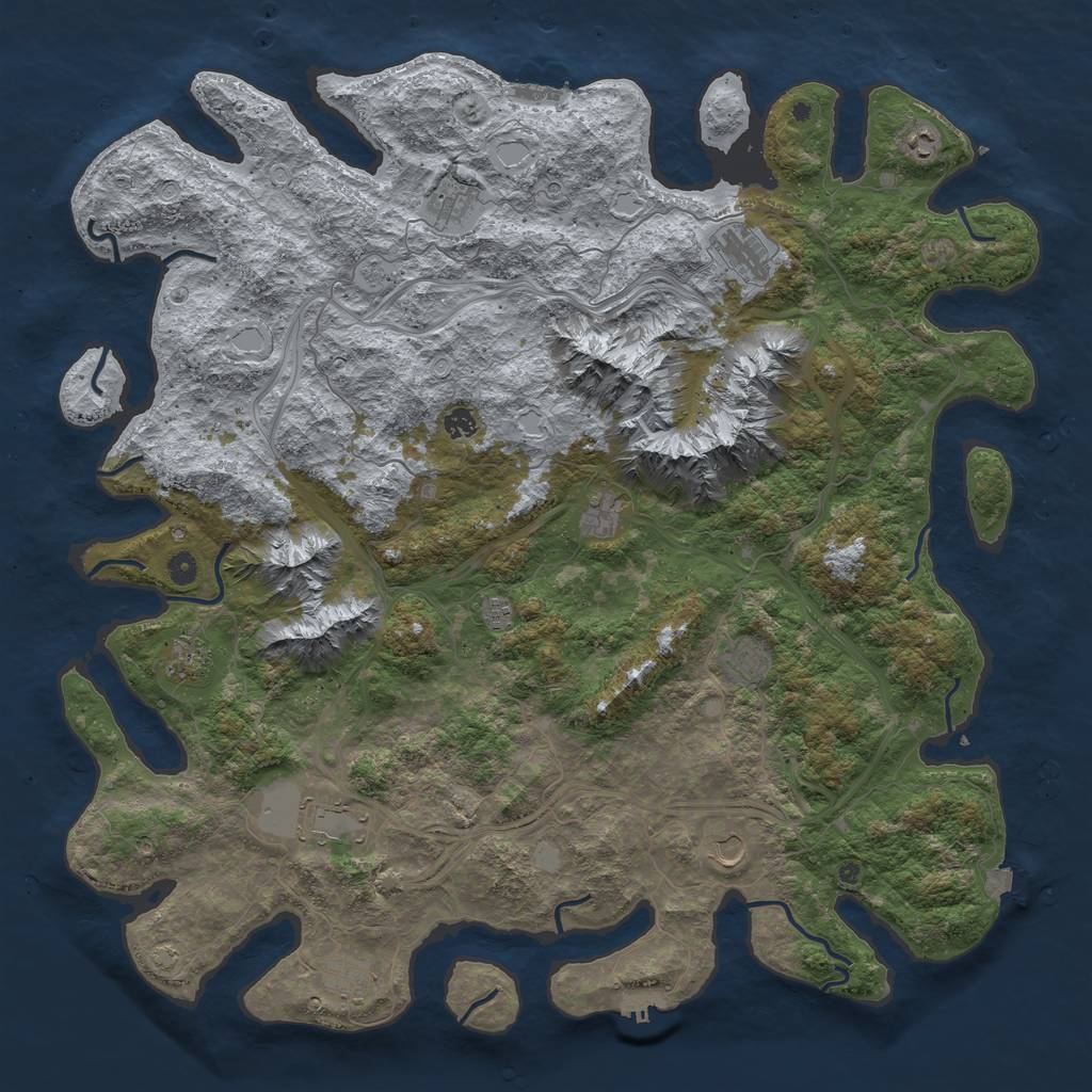 Rust Map: Procedural Map, Size: 5250, Seed: 59764352, 19 Monuments