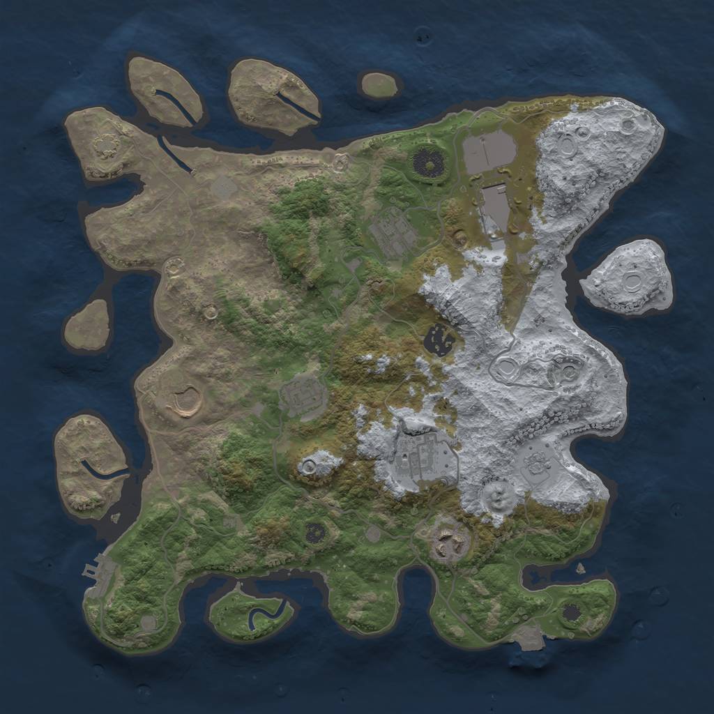 Rust Map: Procedural Map, Size: 3500, Seed: 204268994, 14 Monuments