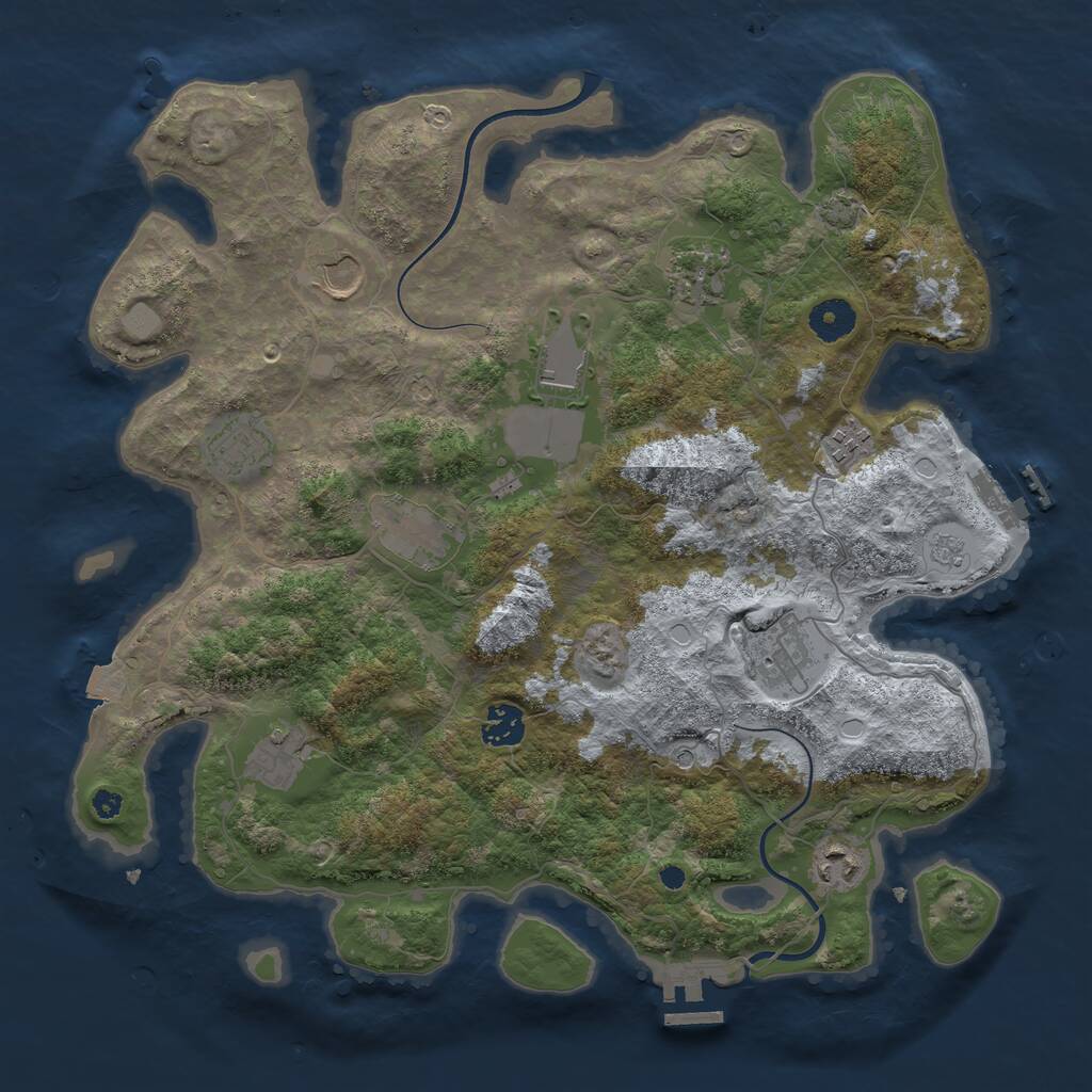 Rust Map: Procedural Map, Size: 3750, Seed: 574097, 16 Monuments