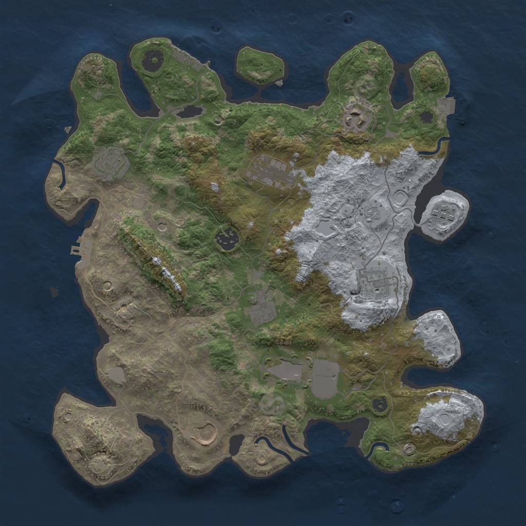 Rust Map: Procedural Map, Size: 3600, Seed: 512333, 17 Monuments