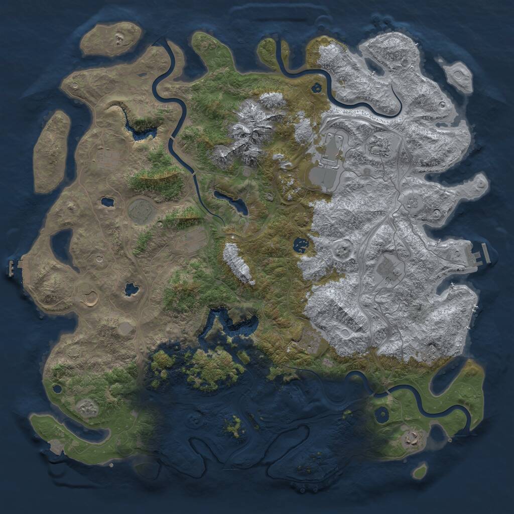 Rust Map: Procedural Map, Size: 5000, Seed: 150224, 17 Monuments