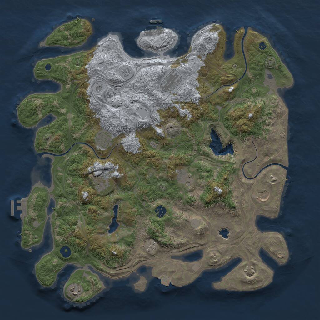 Rust Map: Procedural Map, Size: 4250, Seed: 2081319677, 14 Monuments