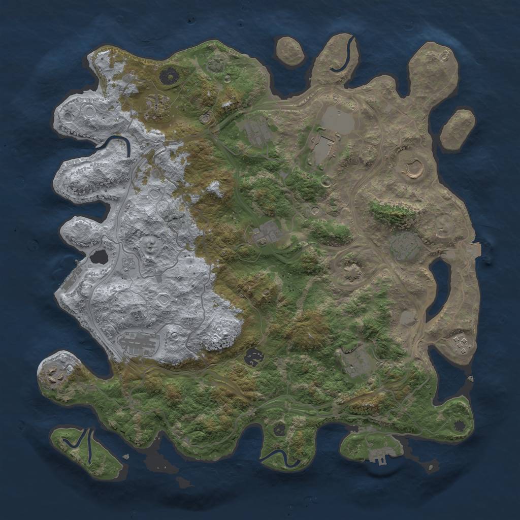 Rust Map: Procedural Map, Size: 4250, Seed: 1245344397, 19 Monuments