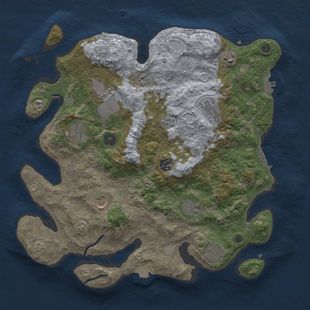 Rust Map: Procedural Map, Size: 3700, Seed: 87401244, 17 Monuments