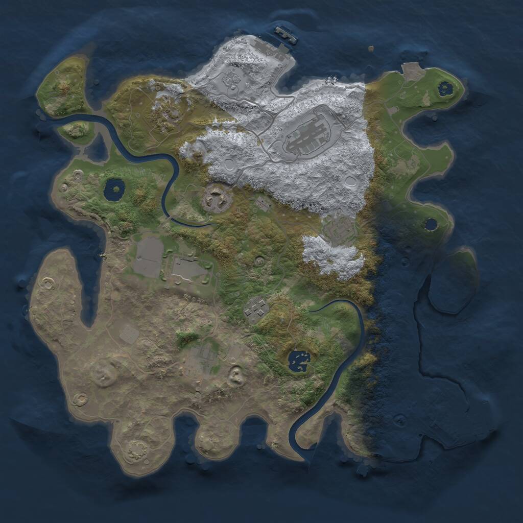 Rust Map: Procedural Map, Size: 3500, Seed: 1516106765, 13 Monuments