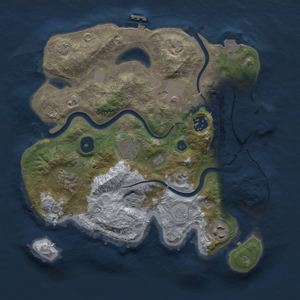Rust Map: Procedural Map, Size: 3000, Seed: 1228486223, 12 Monuments