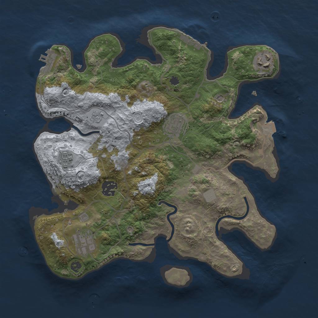 Rust Map: Procedural Map, Size: 3000, Seed: 49489411, 12 Monuments