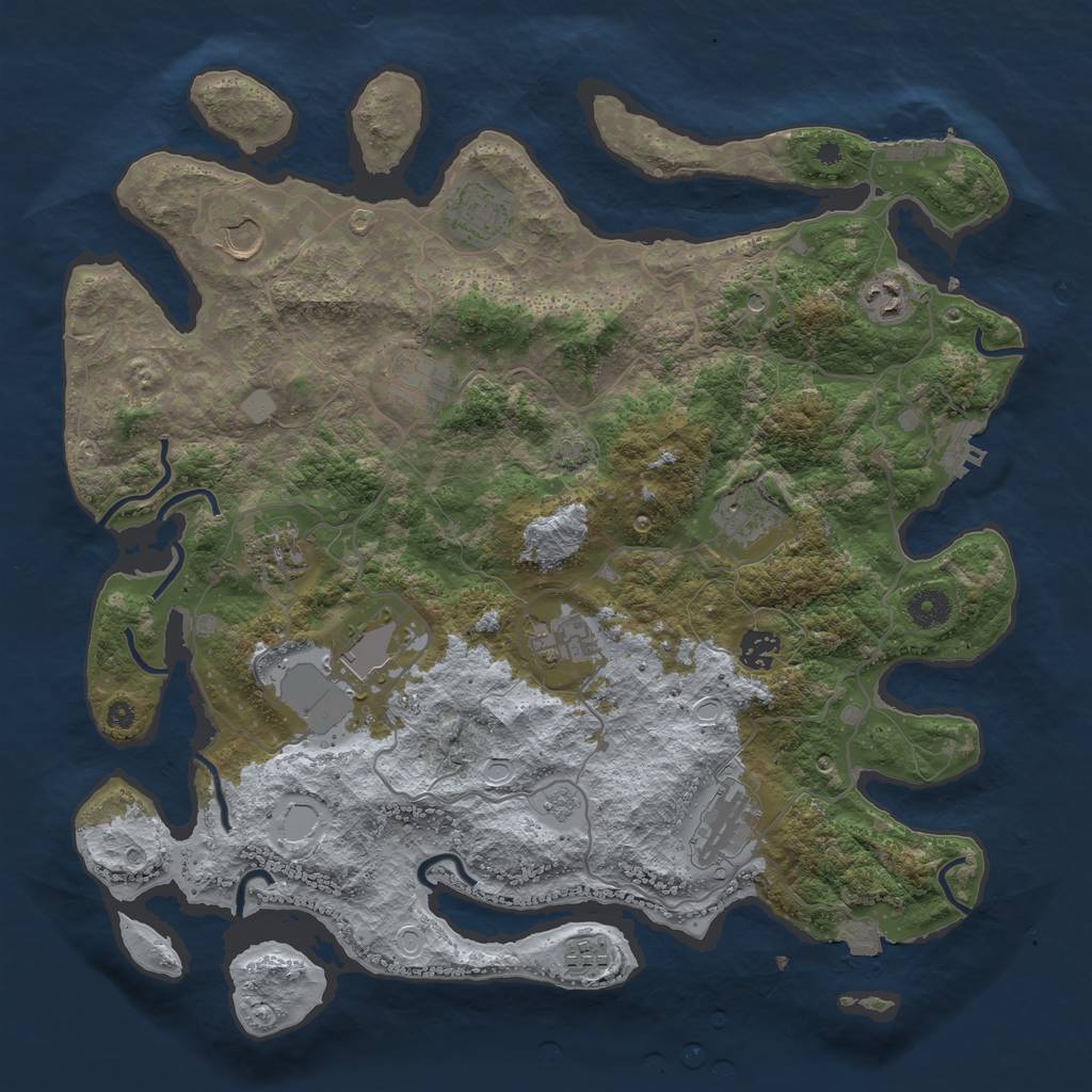 Rust Map: Procedural Map, Size: 4000, Seed: 2119508143, 19 Monuments