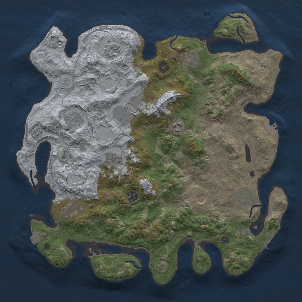 Rust Map: Procedural Map, Size: 4000, Seed: 2066307101, 19 Monuments