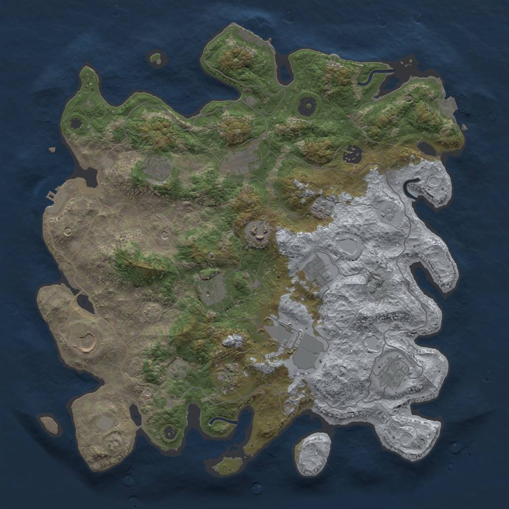 Rust Map: Procedural Map, Size: 4000, Seed: 1696060617, 19 Monuments