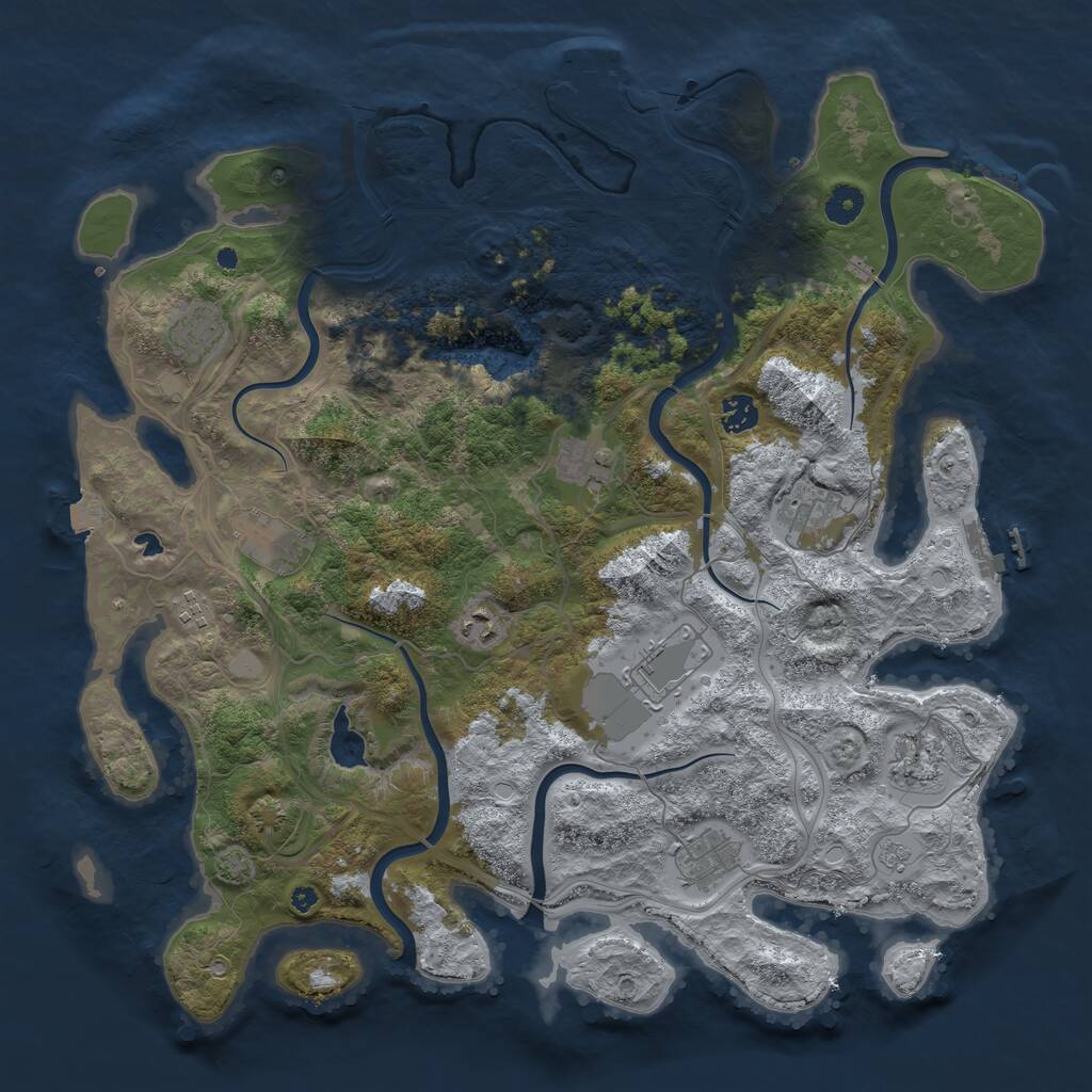Rust Map: Procedural Map, Size: 4250, Seed: 91134100, 16 Monuments