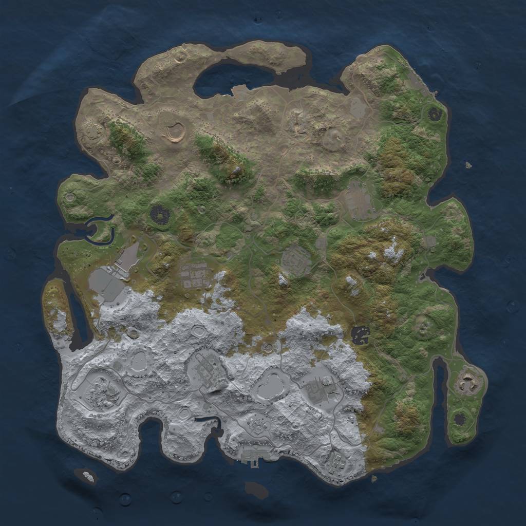 Rust Map: Procedural Map, Size: 3950, Seed: 37164501, 19 Monuments