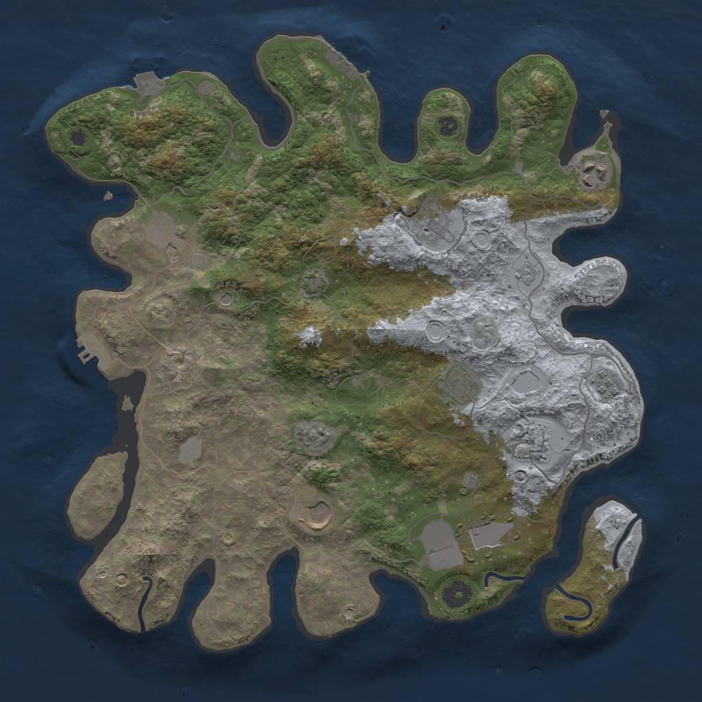 Rust Map: Procedural Map, Size: 3750, Seed: 78624, 16 Monuments