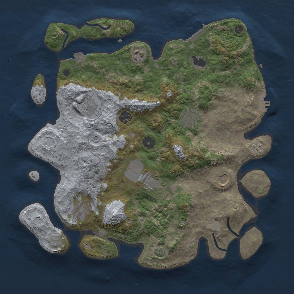 Rust Map: Procedural Map, Size: 3600, Seed: 52968394, 16 Monuments