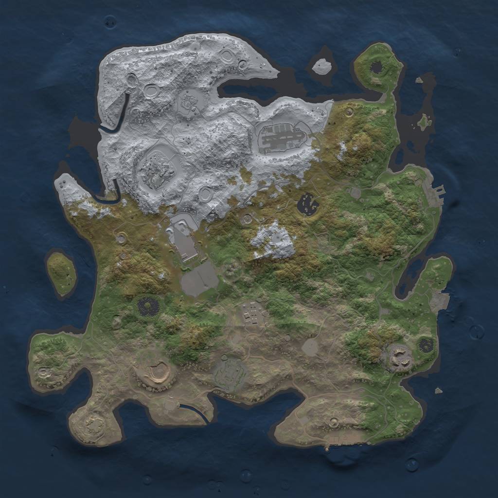 Rust Map: Procedural Map, Size: 3500, Seed: 21146254, 16 Monuments