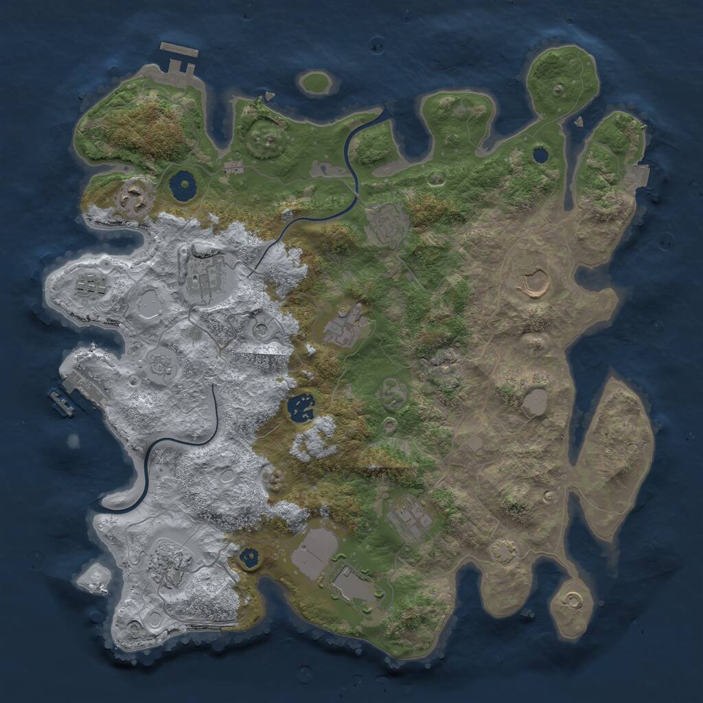 Rust Map: Procedural Map, Size: 3700, Seed: 174860416, 16 Monuments