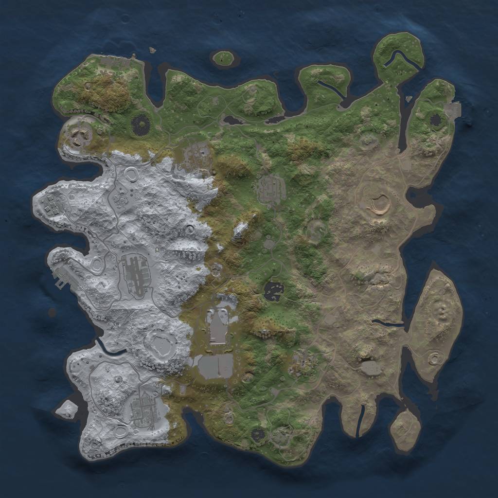 Rust Map: Procedural Map, Size: 3700, Seed: 174860416, 18 Monuments