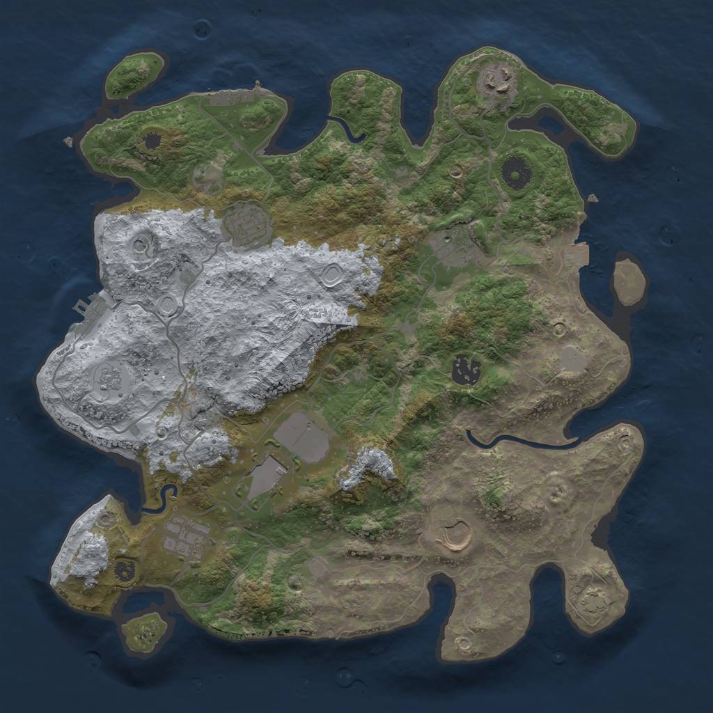 Rust Map: Procedural Map, Size: 3500, Seed: 54373474, 15 Monuments