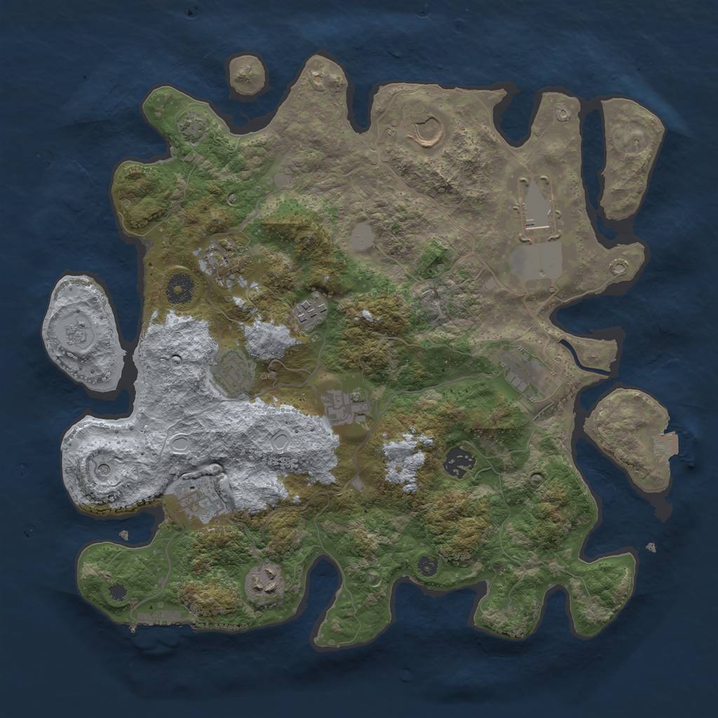 Rust Map: Procedural Map, Size: 3600, Seed: 974391050, 17 Monuments