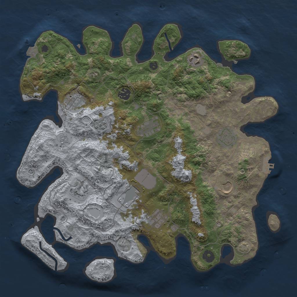 Rust Map: Procedural Map, Size: 3700, Seed: 409845602, 17 Monuments