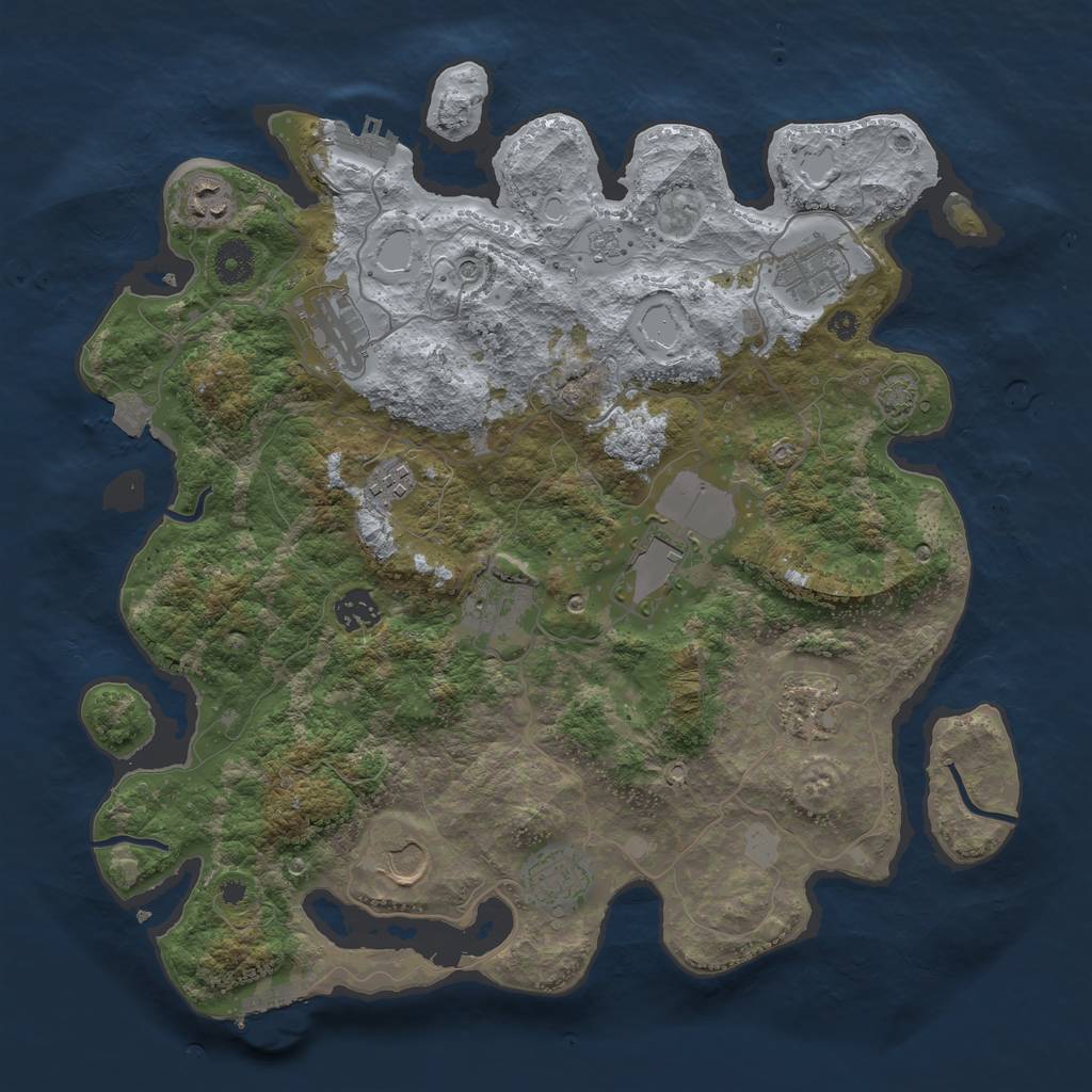 Rust Map: Procedural Map, Size: 3800, Seed: 117427125, 18 Monuments