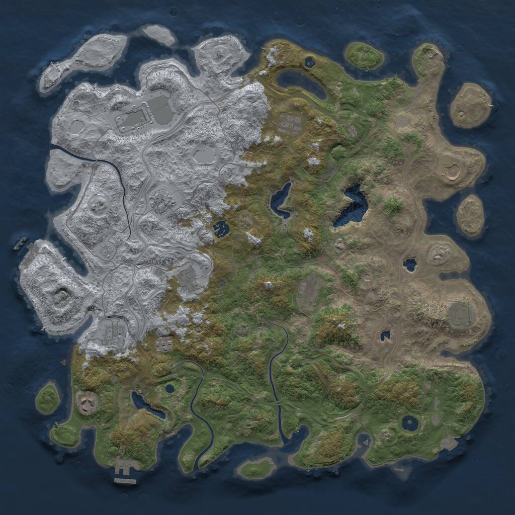 Rust Map: Procedural Map, Size: 4800, Seed: 1804149273, 17 Monuments