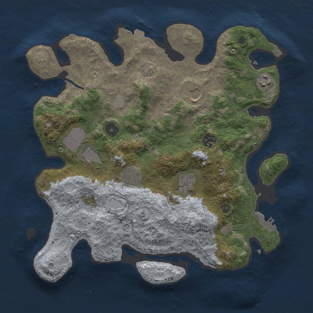 Rust Map: Procedural Map, Size: 3500, Seed: 265938785, 14 Monuments