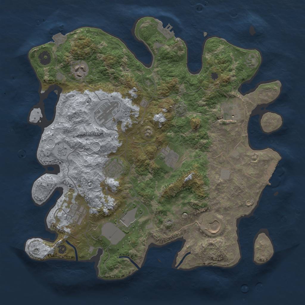 Rust Map: Procedural Map, Size: 3500, Seed: 2052271371, 15 Monuments