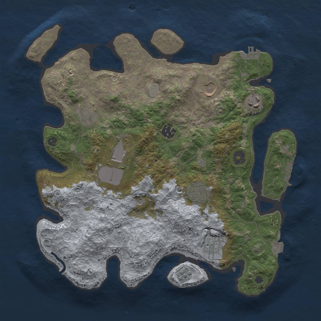 Rust Map: Procedural Map, Size: 3500, Seed: 75734, 16 Monuments