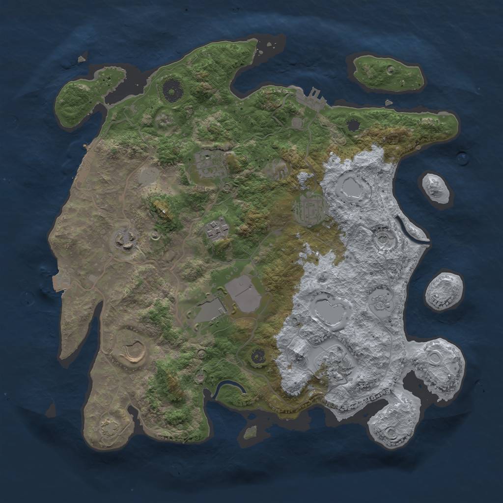 Rust Map: Procedural Map, Size: 3500, Seed: 380463808, 15 Monuments