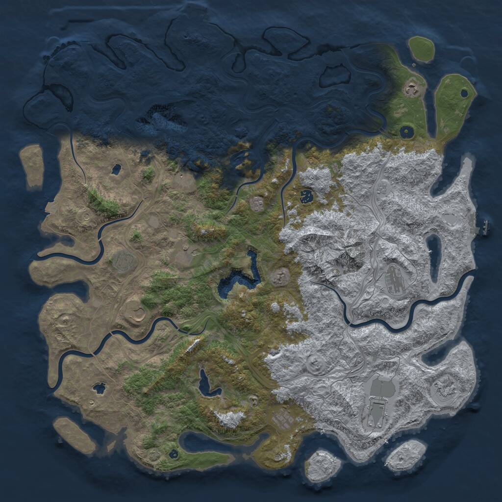 Rust Map: Procedural Map, Size: 5500, Seed: 952711822, 17 Monuments
