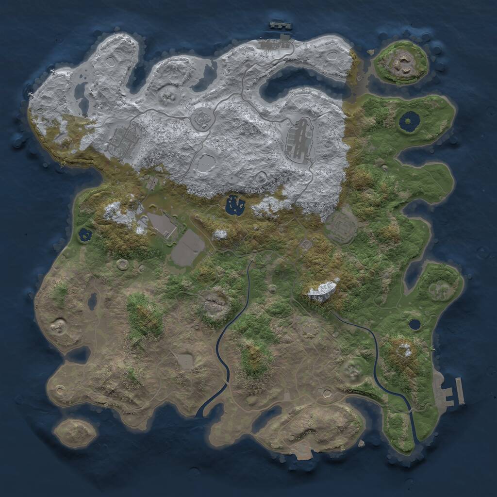 Rust Map: Procedural Map, Size: 3700, Seed: 13731373, 12 Monuments