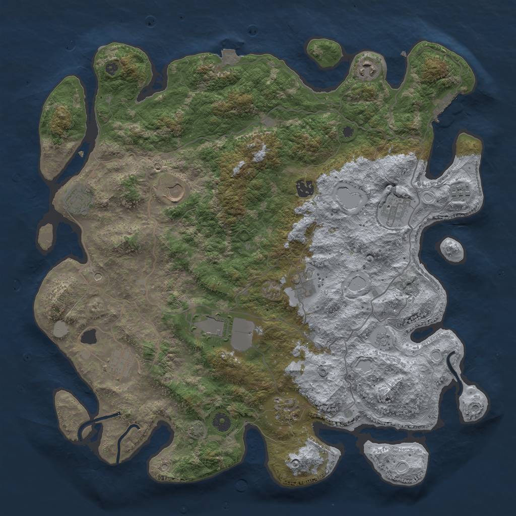 Rust Map: Procedural Map, Size: 4242, Seed: 877760936, 17 Monuments