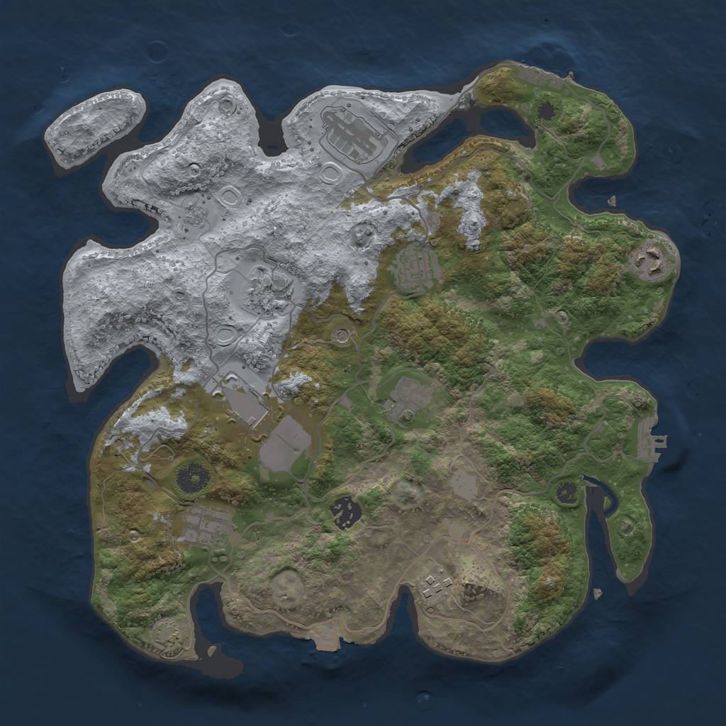 Rust Map: Procedural Map, Size: 3500, Seed: 970233910, 17 Monuments