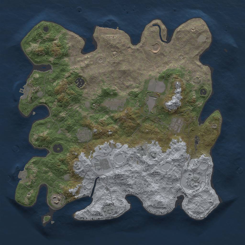 Rust Map: Procedural Map, Size: 3800, Seed: 211591525, 18 Monuments