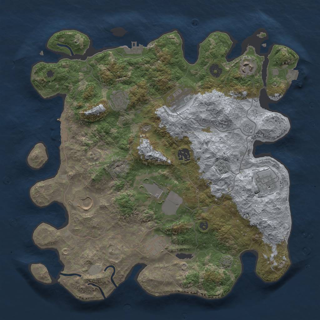 Rust Map: Procedural Map, Size: 3700, Seed: 670699802, 17 Monuments