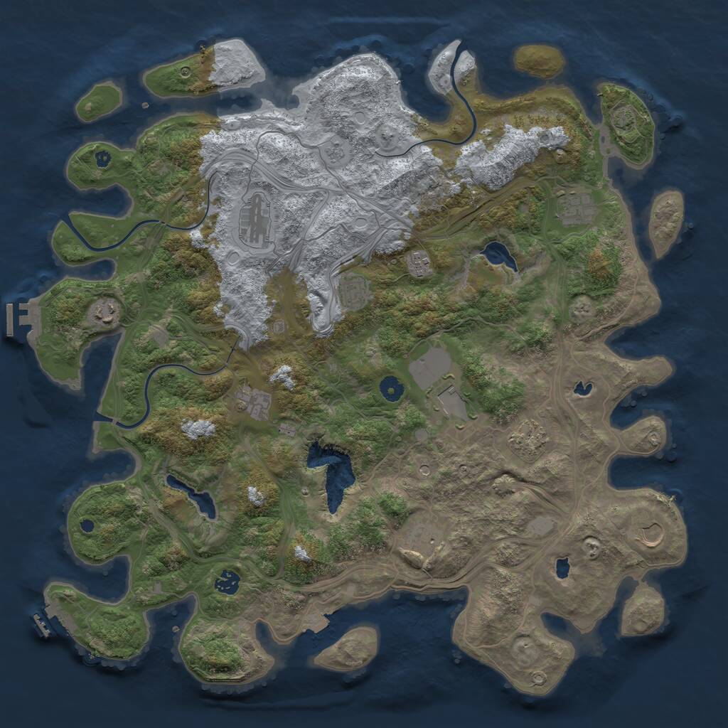 Rust Map: Procedural Map, Size: 4500, Seed: 1295564406, 17 Monuments