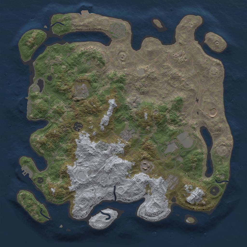 Rust Map: Procedural Map, Size: 4000, Seed: 5682, 18 Monuments