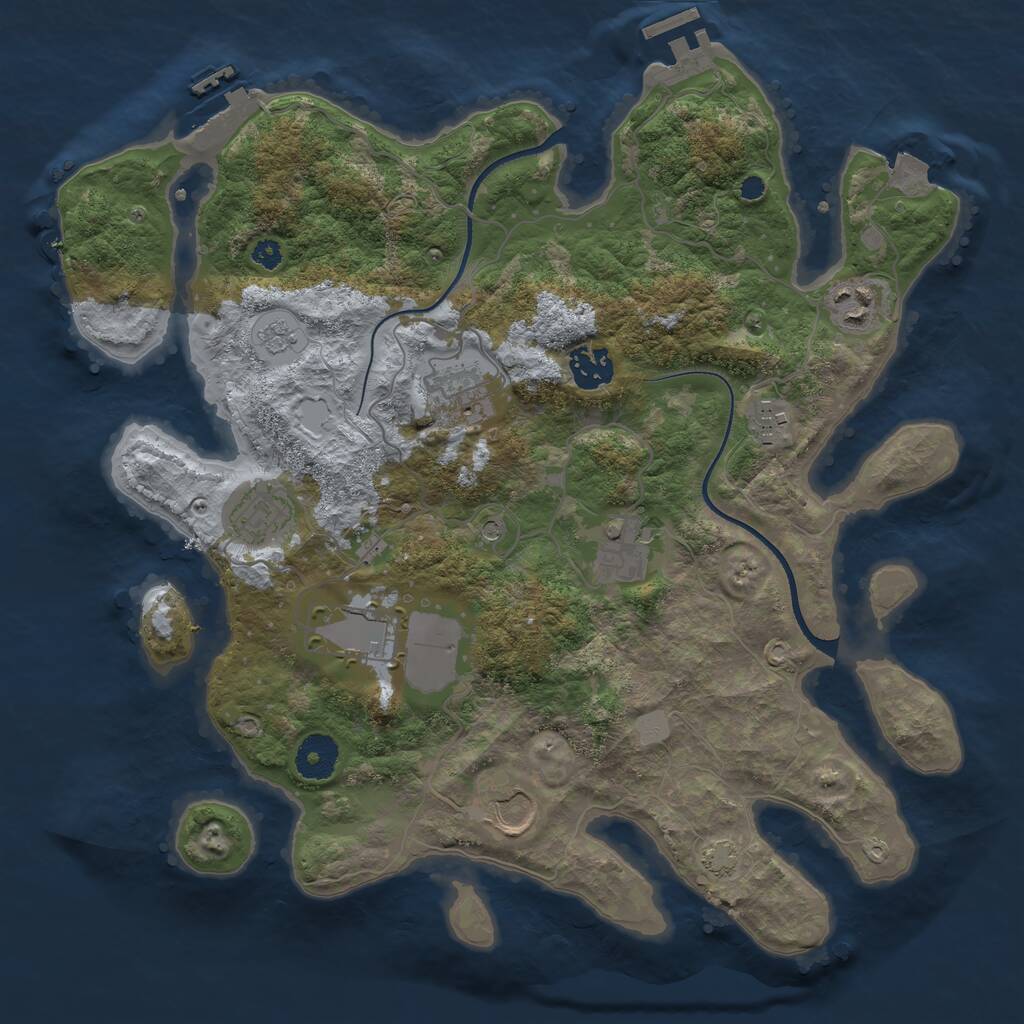 Rust Map: Procedural Map, Size: 3500, Seed: 1495046694, 14 Monuments