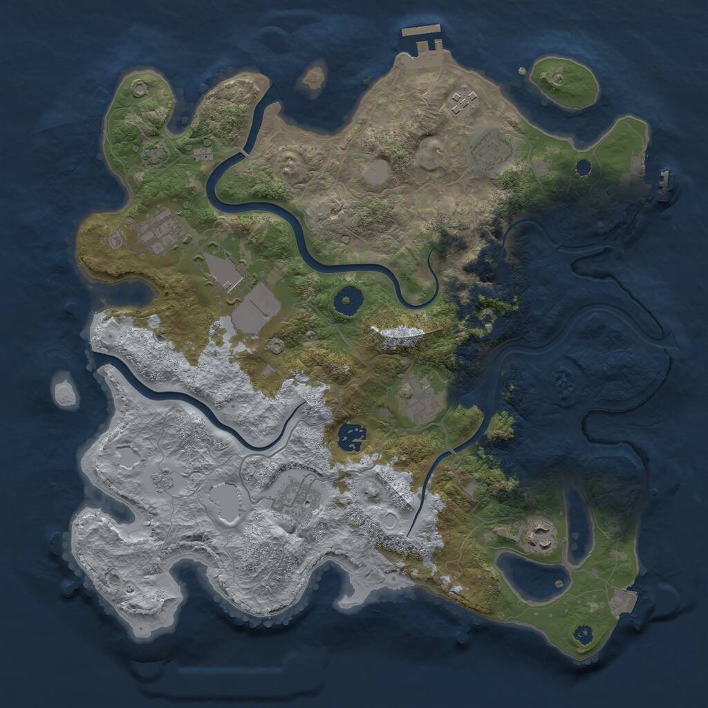 Rust Map: Procedural Map, Size: 3700, Seed: 1656244574, 14 Monuments
