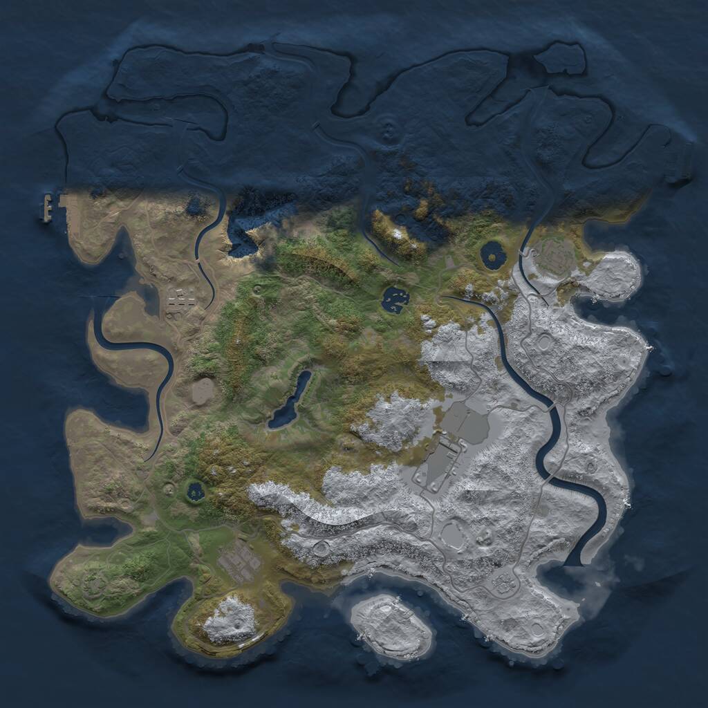 Rust Map: Procedural Map, Size: 4000, Seed: 81664321, 11 Monuments